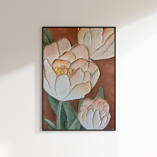 Textured Tulip Flower Oil Painting