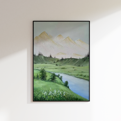 Mountain & Lake Oil Painting