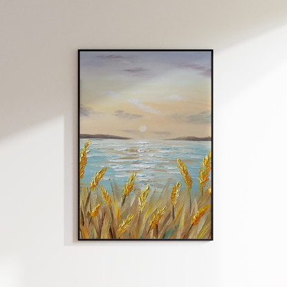 Sunset Pampas Grass Oil Painting