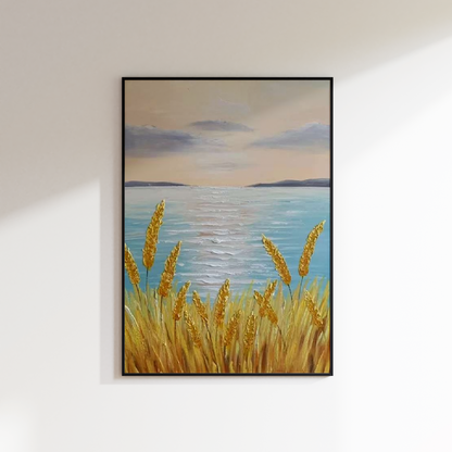 Sunset Pampas Grass Oil Painting