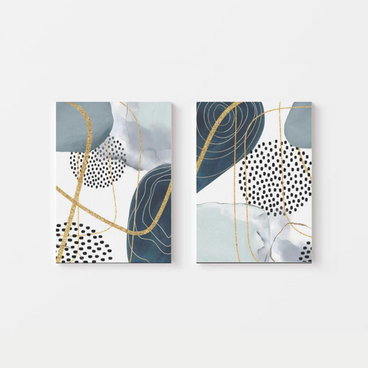 Abstract Navy Gold Watercolour Canvas