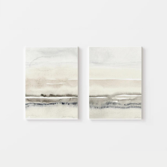 Abstract Beige And Grey Watercolour Canvas