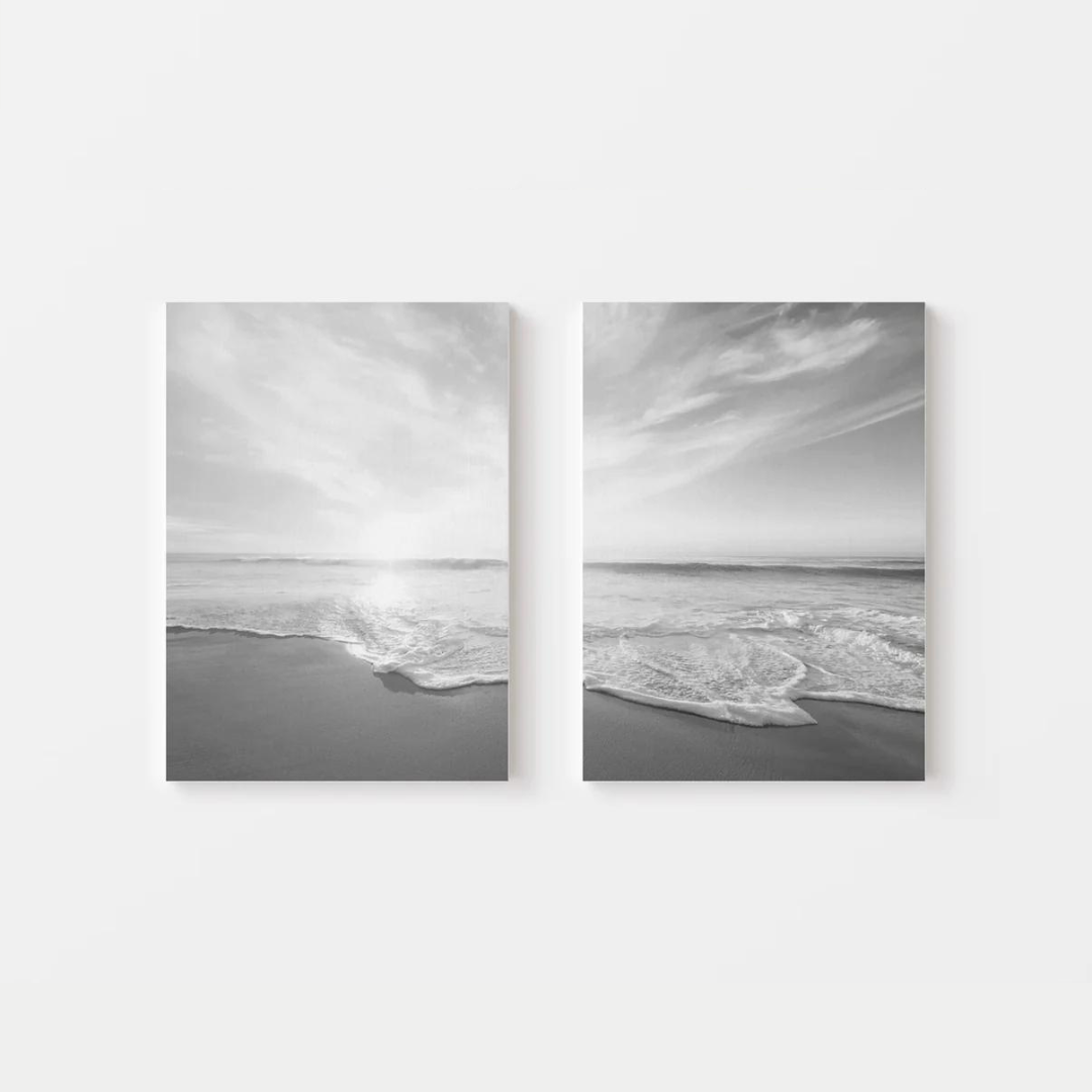 Black and White Beach Canvas