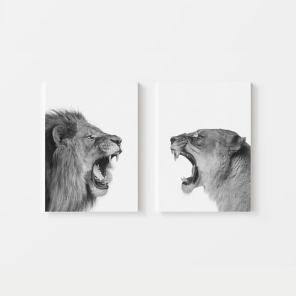 Black And White Lion Canvas