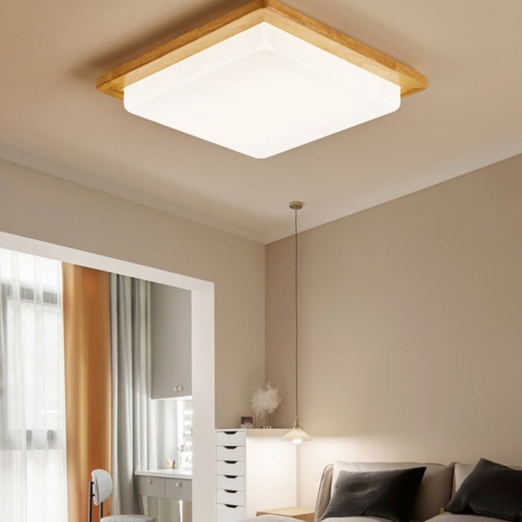 Wooden Square Ceiling Lamp Light