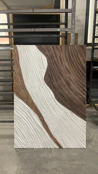 Textured Off White & Brown Oil Painting