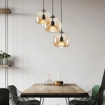 Round Retro Glass Hanging Pendant Light