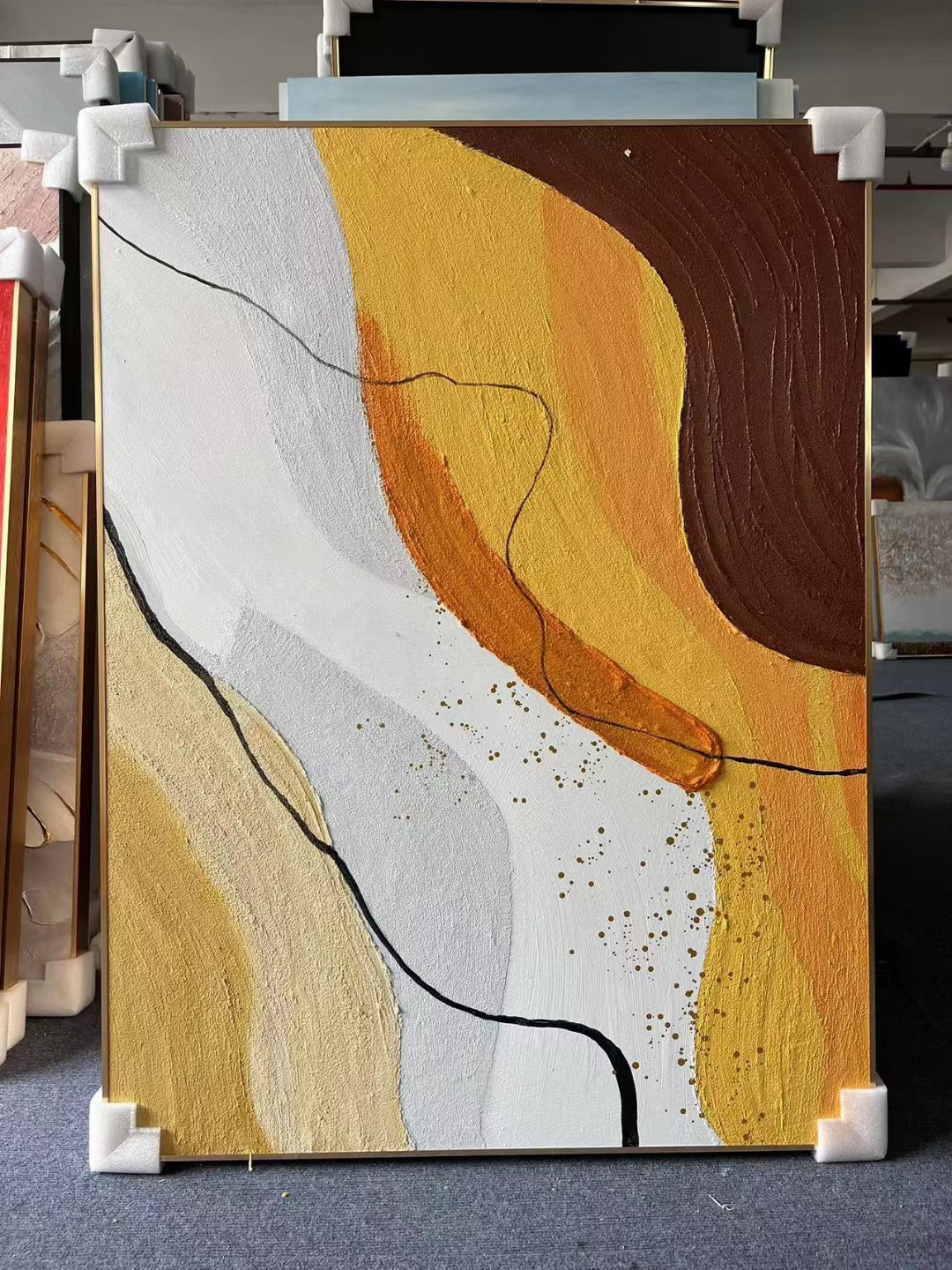 Abstract Orange Oil Painting