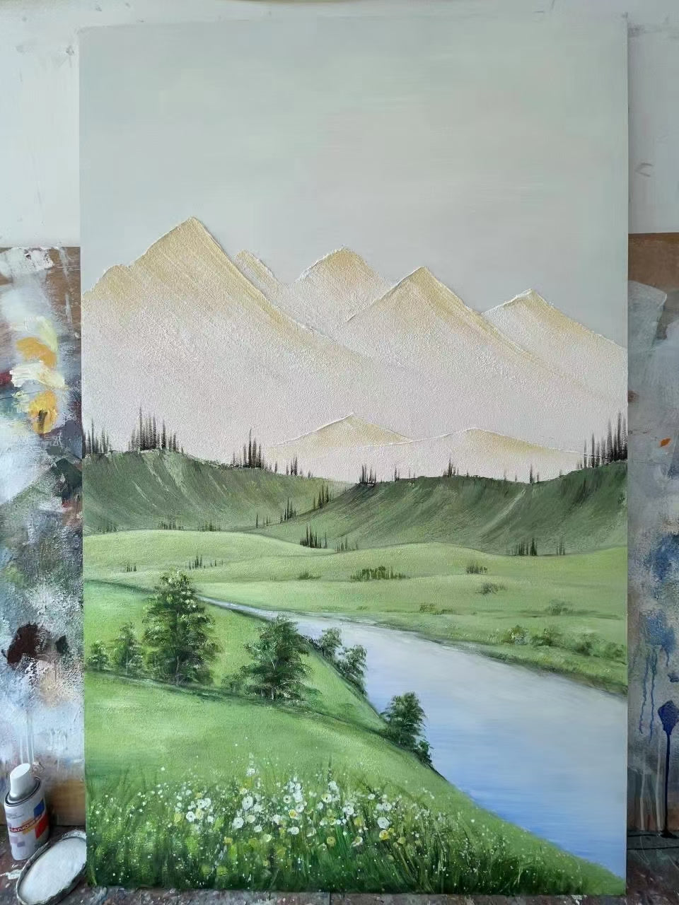 Mountain & Lake Oil Painting