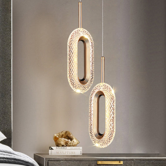 Oval Crystal Hanging Pendant Light